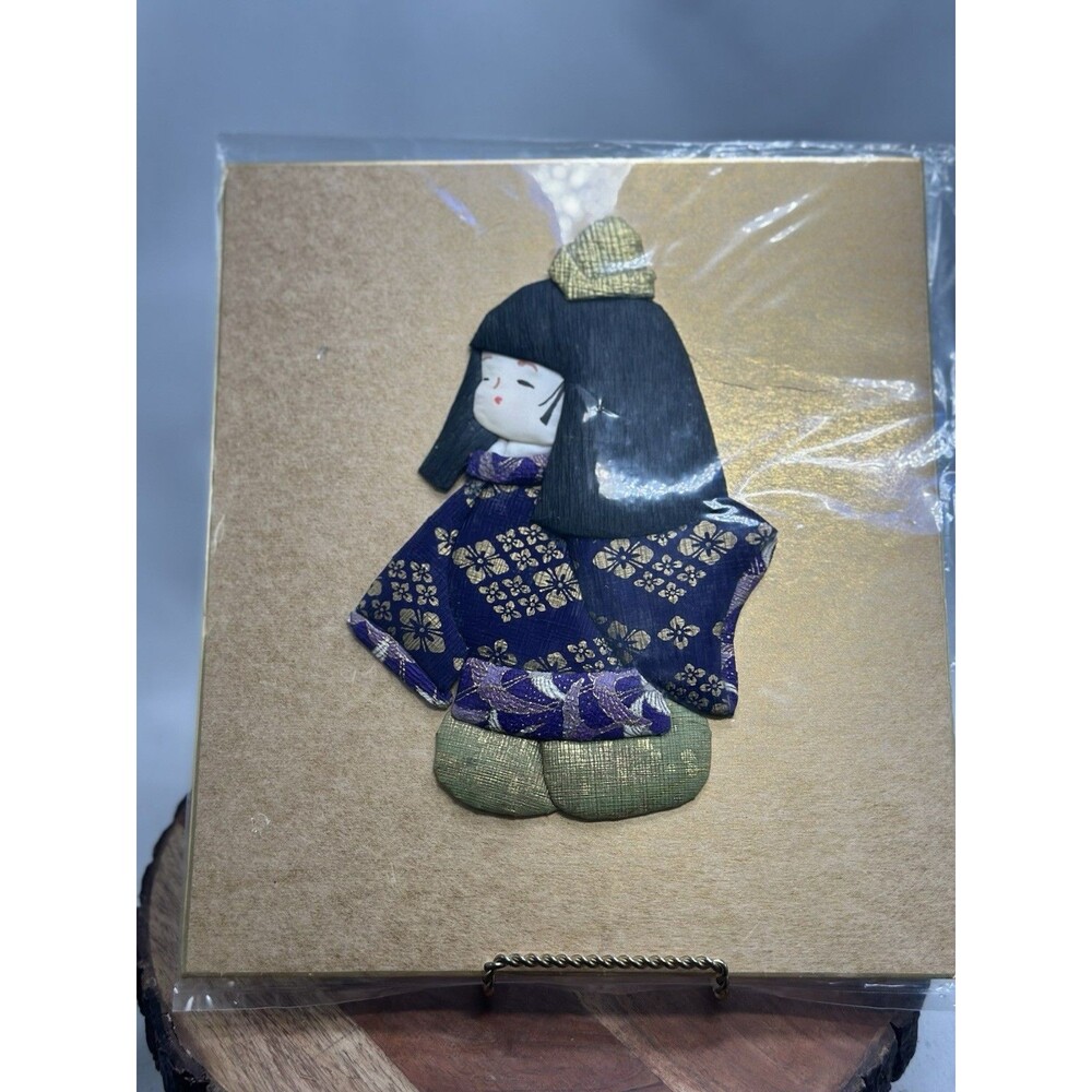 Japanese Oshie 3D Fabric Art Girl in Kimono Kokeshi